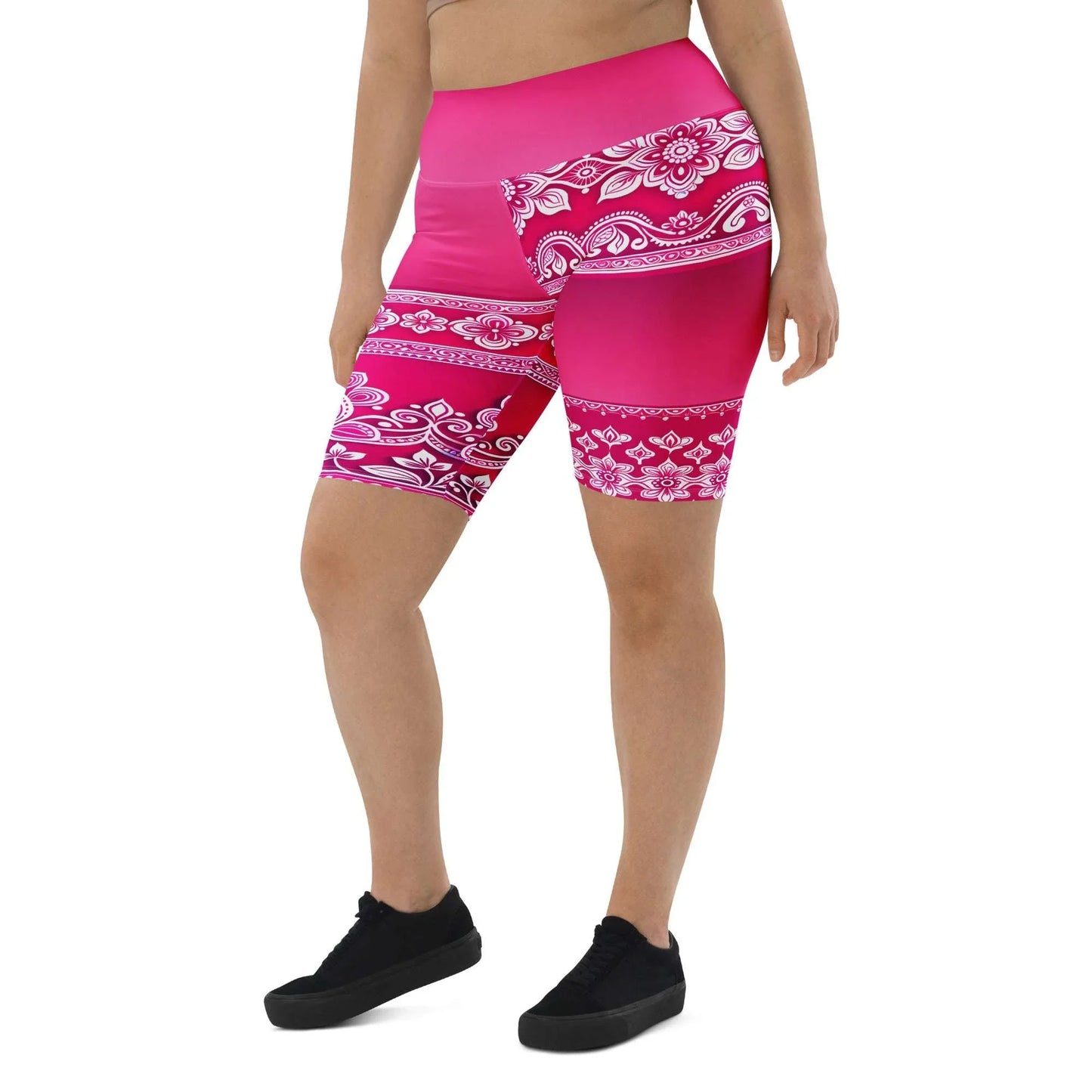 Vai Henna - Plus Athlo Yoga Long Shorts sustainable fashion athleisure includes plus size activewear yoga clothes unique flare leggings shorts dresses one pieces travel wear for ladies
