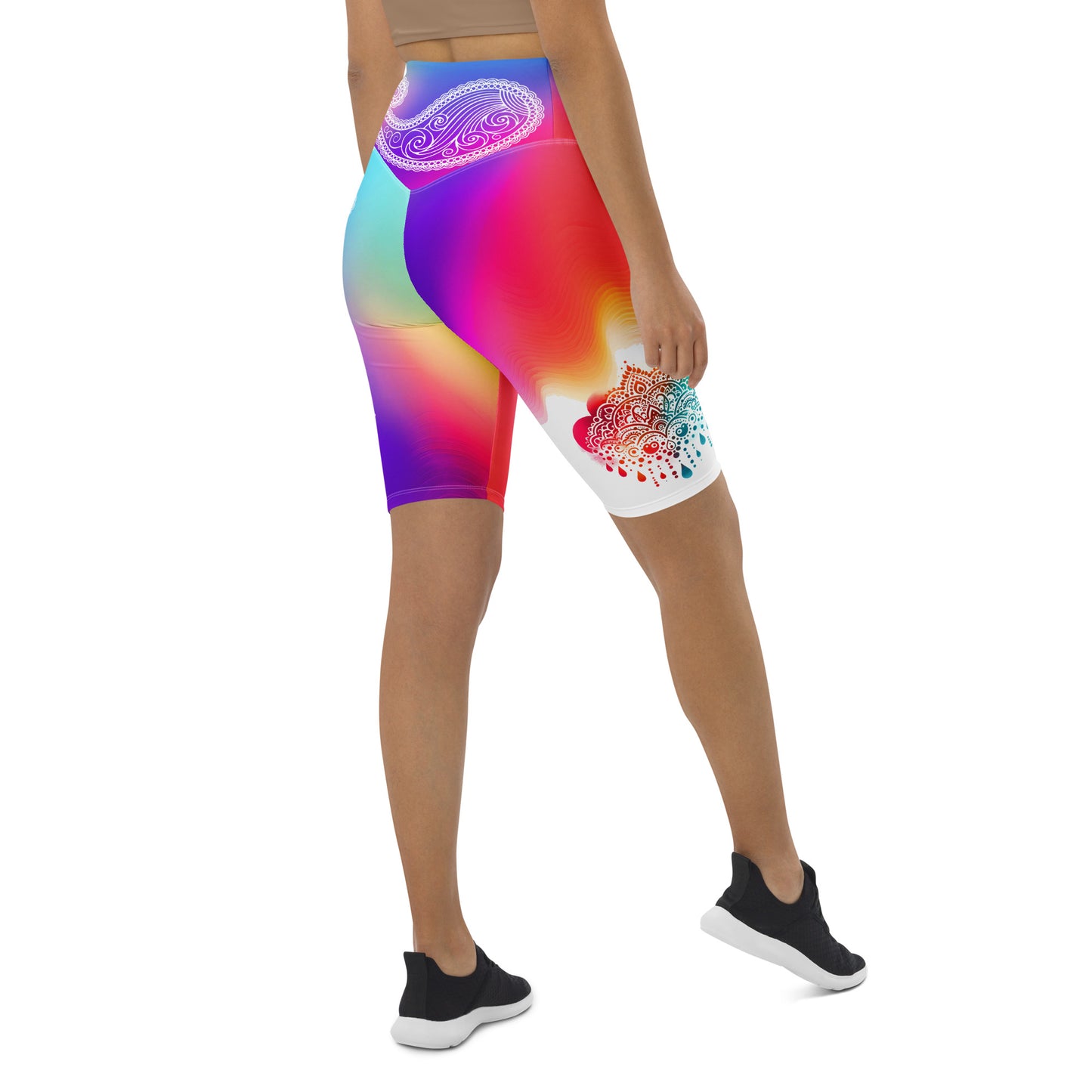 Girisha - Athlo Yoga Long Shorts best workout and yoga pants for women affordable sustainable recycled unique cool funky plus size leggings by Namaste Fashion