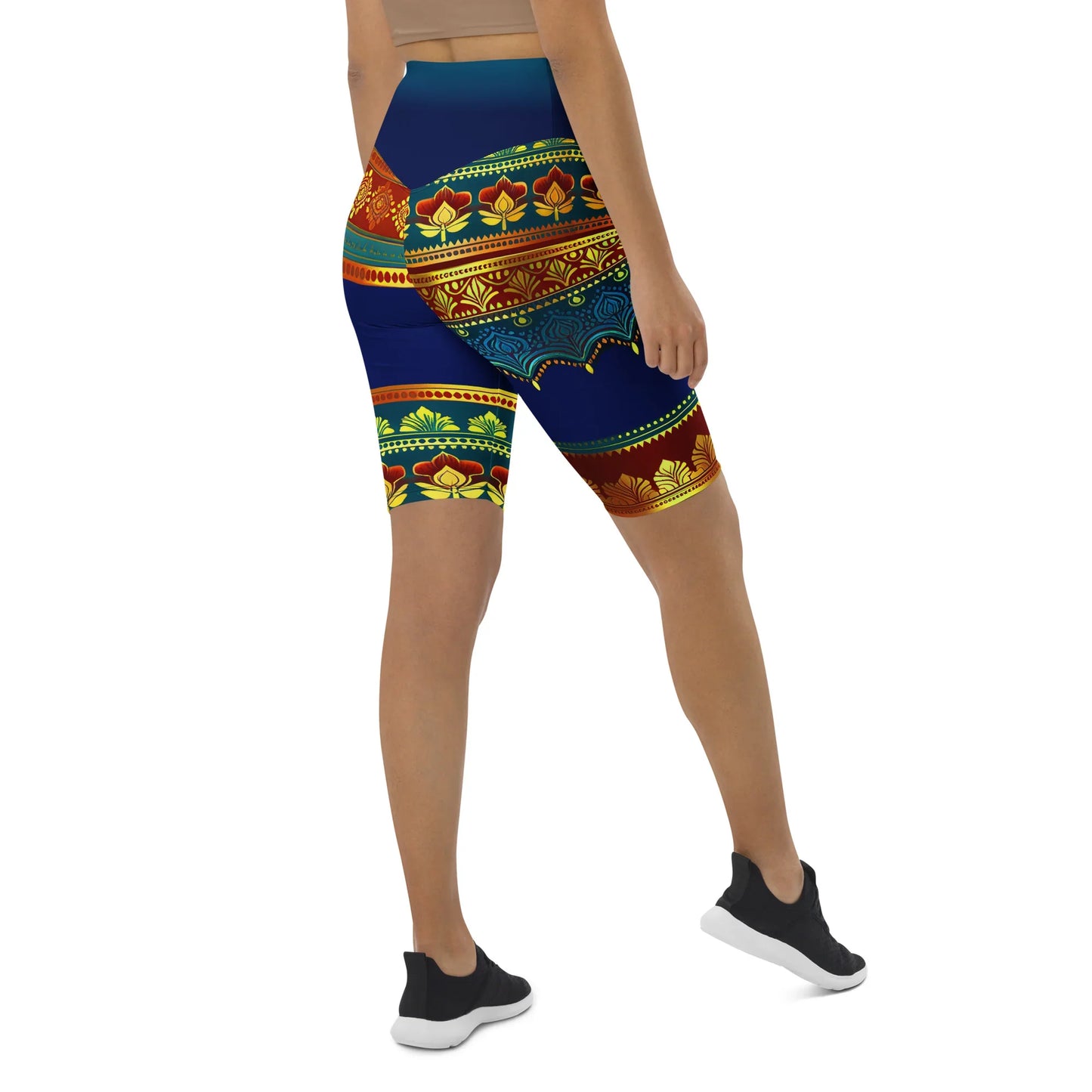 Perani Sari - Athlo Yoga Long Shorts sustainable fashion athleisure includes plus size activewear yoga clothes unique flare leggings shorts dresses one pieces travel wear for ladies