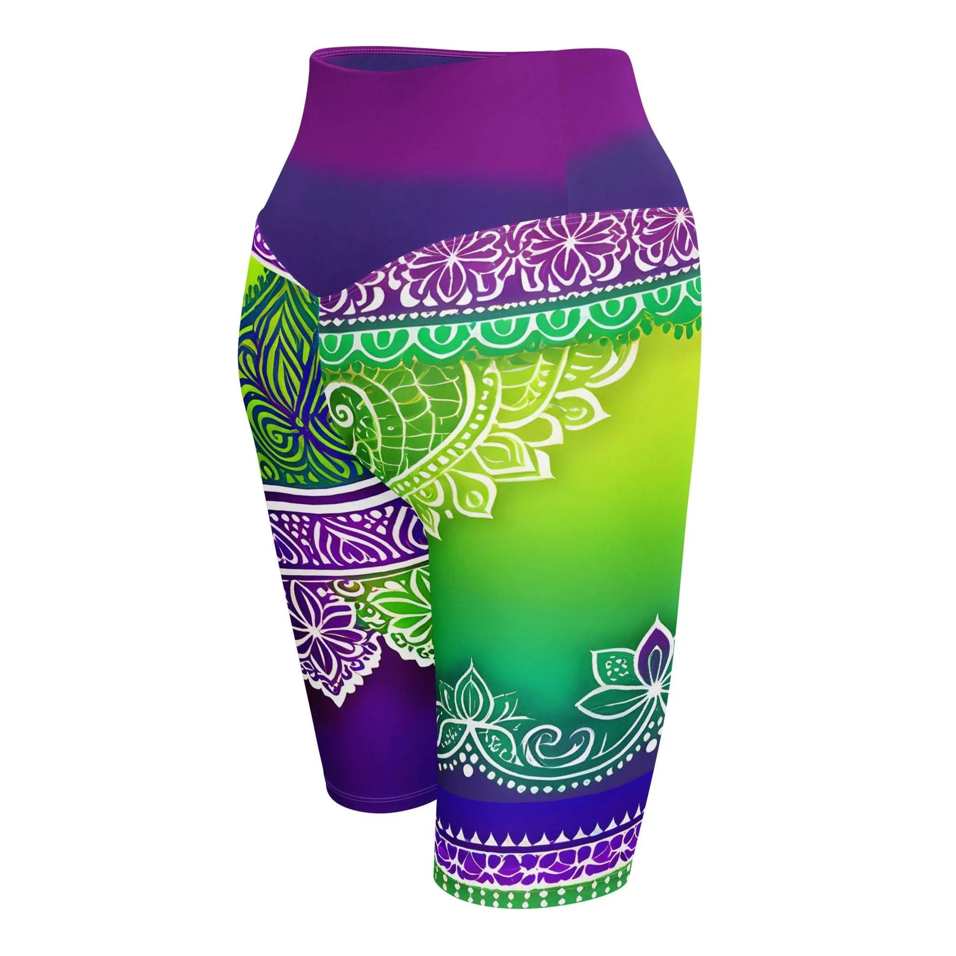 Evani Henna - Plus Athlo Yoga Long Shorts sustainable fashion athleisure includes plus size activewear yoga clothes unique flare leggings shorts dresses one pieces travel wear for ladies