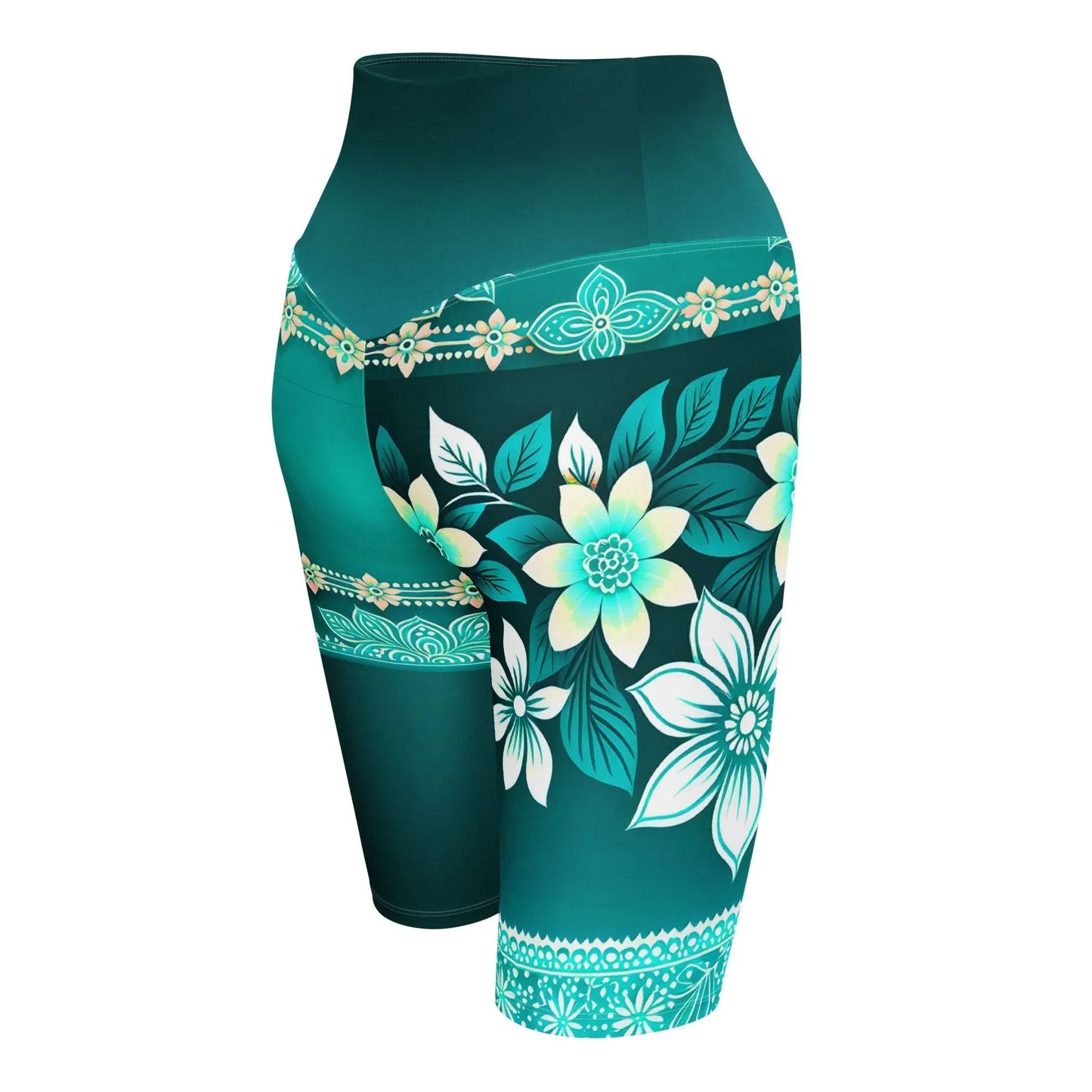 Heeya Henna - Plus Athlo Yoga Long Shorts sustainable fashion athleisure includes plus size activewear yoga clothes unique flare leggings shorts dresses one pieces travel wear for ladies