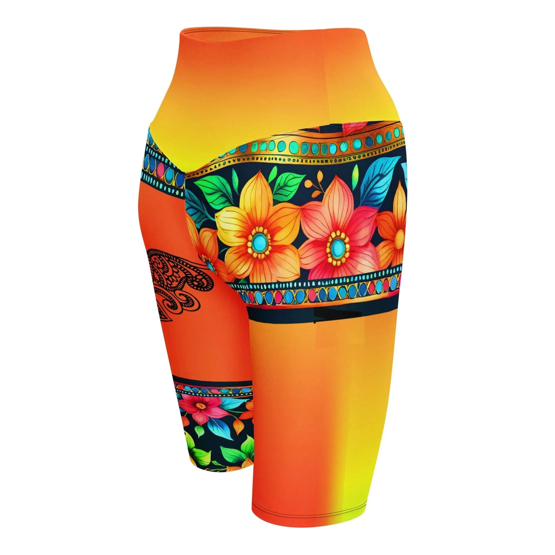 Lexani - Plus Athlo Yoga Long Shorts sustainable fashion athleisure includes plus size activewear yoga clothes unique flare leggings shorts dresses one pieces travel wear for ladies