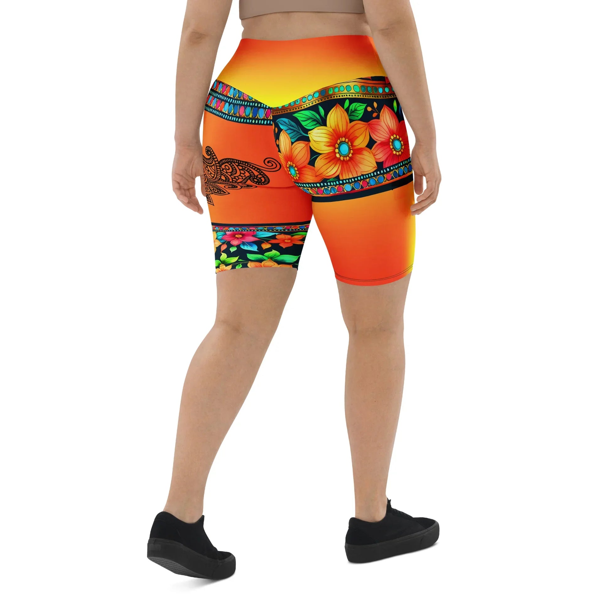 Lexani - Plus Athlo Yoga Long Shorts sustainable fashion athleisure includes plus size activewear yoga clothes unique flare leggings shorts dresses one pieces travel wear for ladies