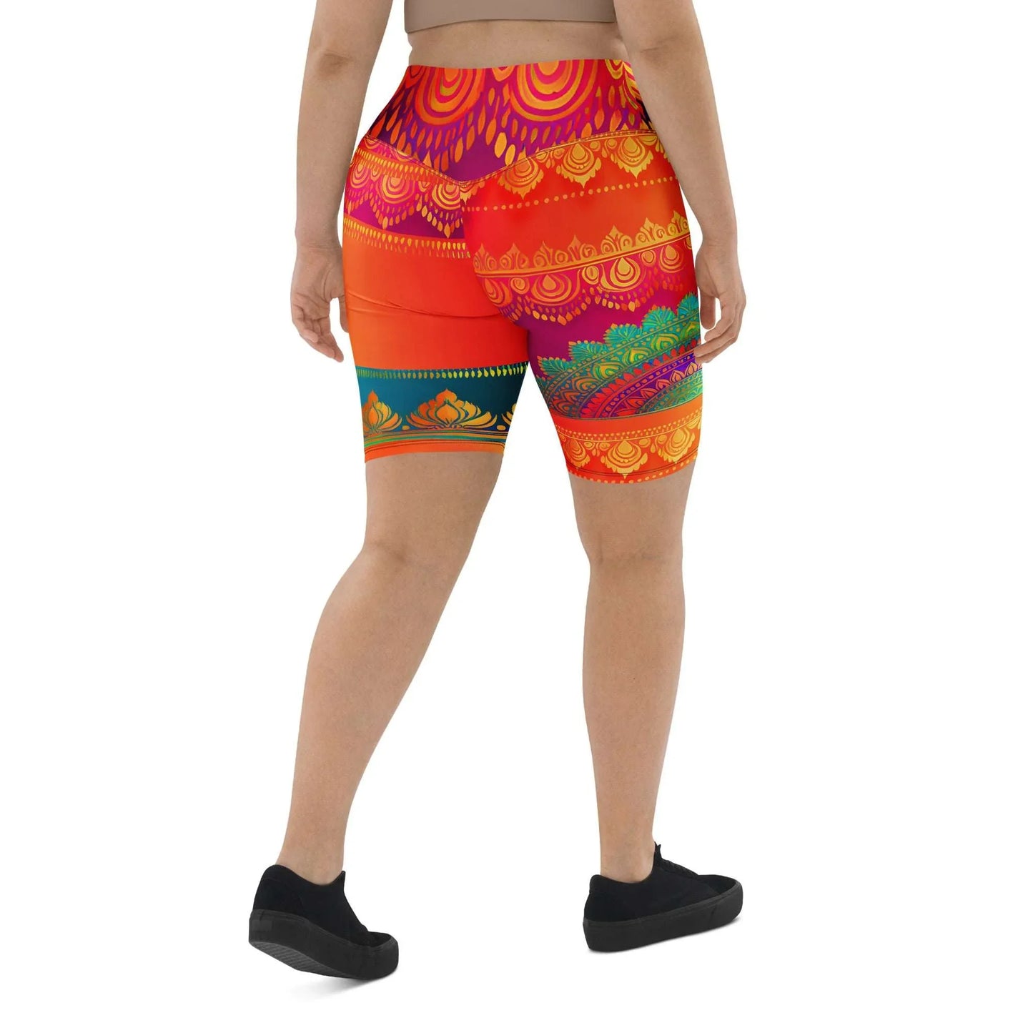 Aijya Sari - Plus Athlo Yoga Long Shorts sustainable fashion athleisure includes plus size activewear yoga clothes unique flare leggings shorts dresses one pieces travel wear for ladies