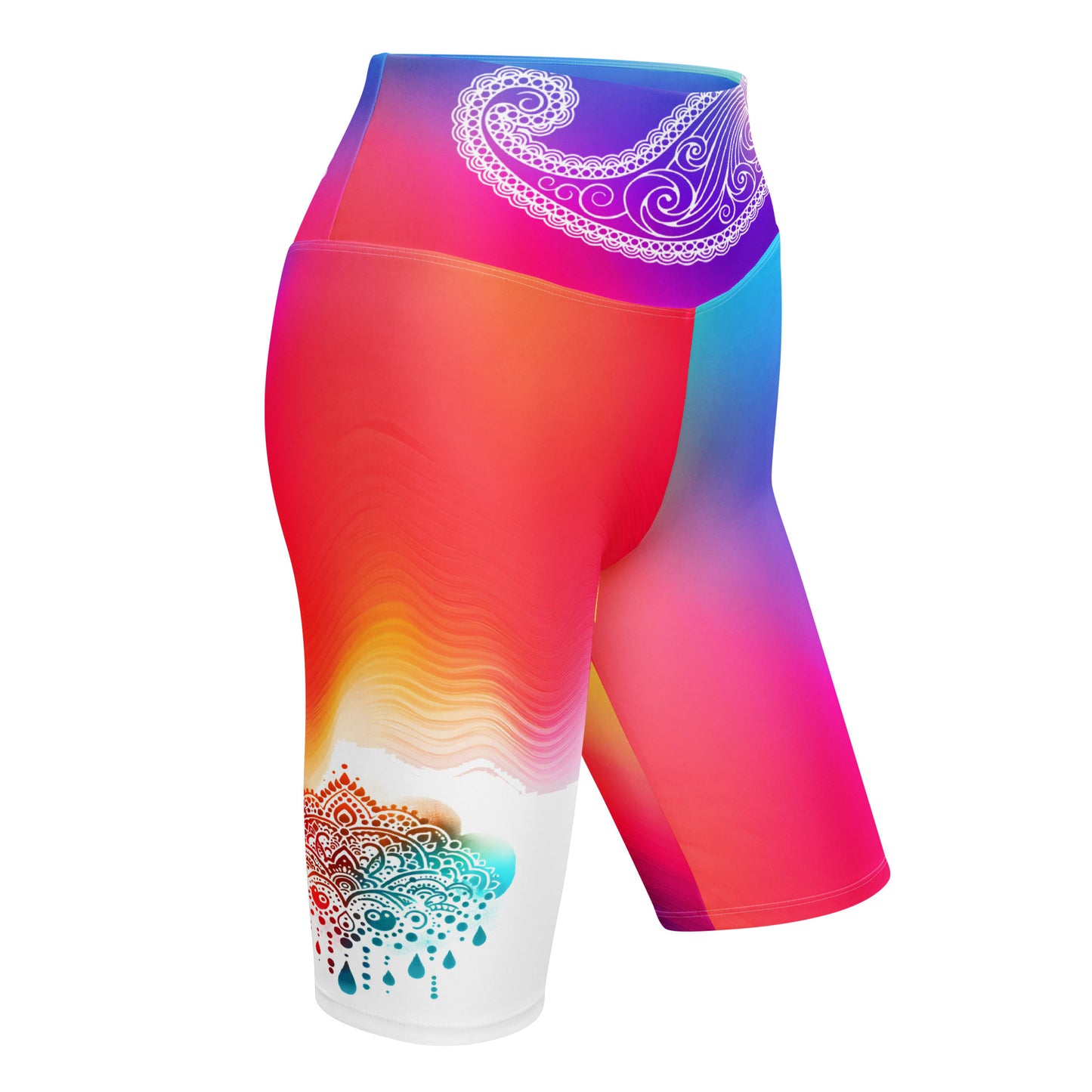 Girisha - Athlo Yoga Long Shorts best workout and yoga pants for women affordable sustainable recycled unique cool funky plus size leggings by Namaste Fashion