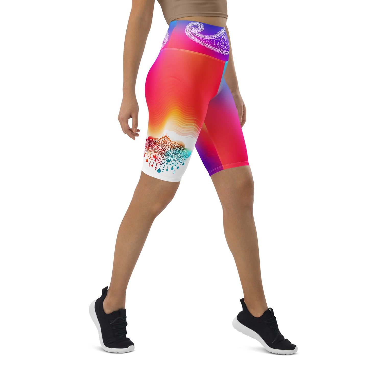 Girisha - Athlo Yoga Long Shorts best workout and yoga pants for women affordable sustainable recycled unique cool funky plus size leggings by Namaste Fashion