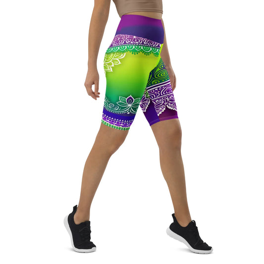 Evani Henna - Athlo Yoga Long Shorts sustainable fashion athleisure includes plus size activewear yoga clothes unique flare leggings shorts dresses one pieces travel wear for ladies