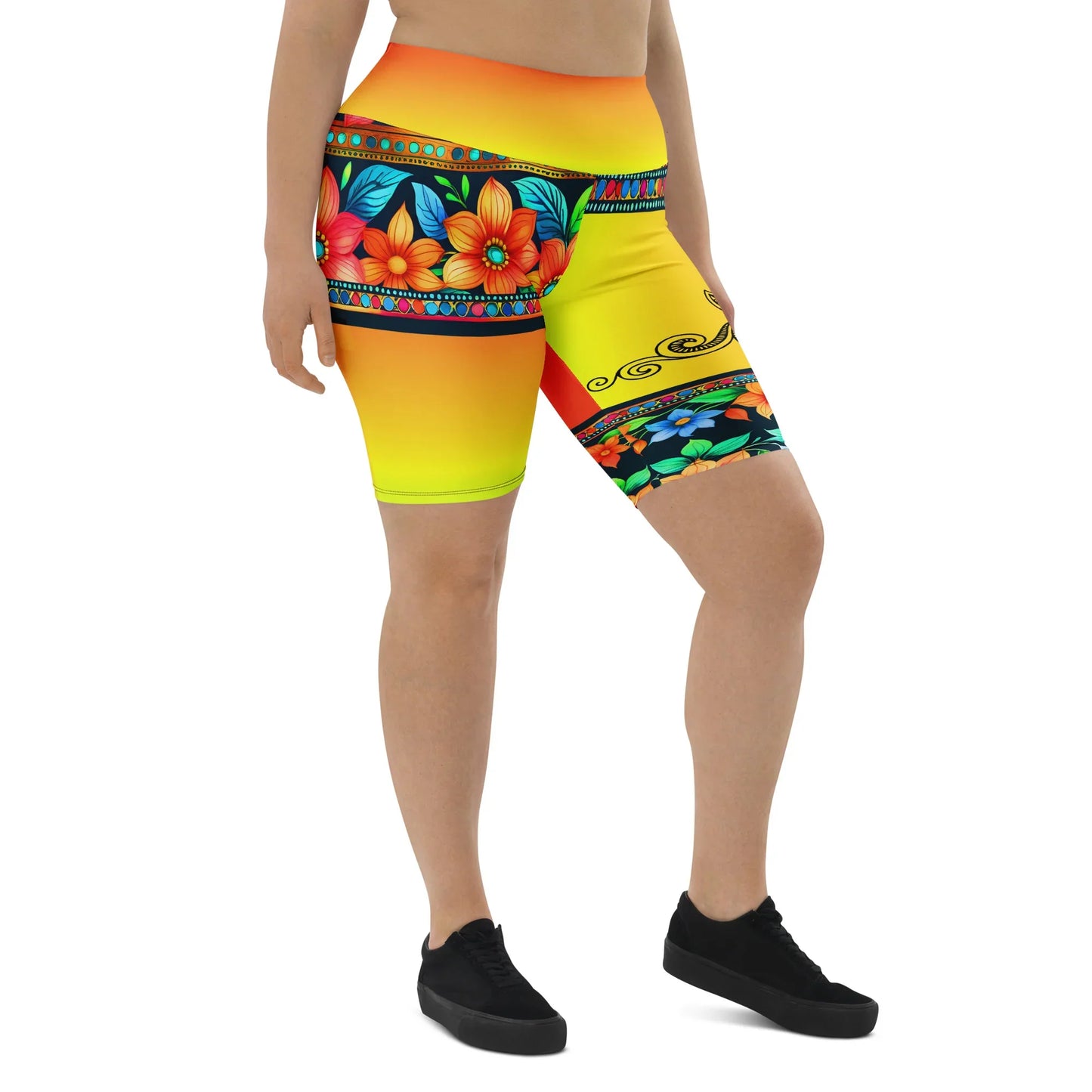 Lexani - Plus Athlo Yoga Long Shorts sustainable fashion athleisure includes plus size activewear yoga clothes unique flare leggings shorts dresses one pieces travel wear for ladies