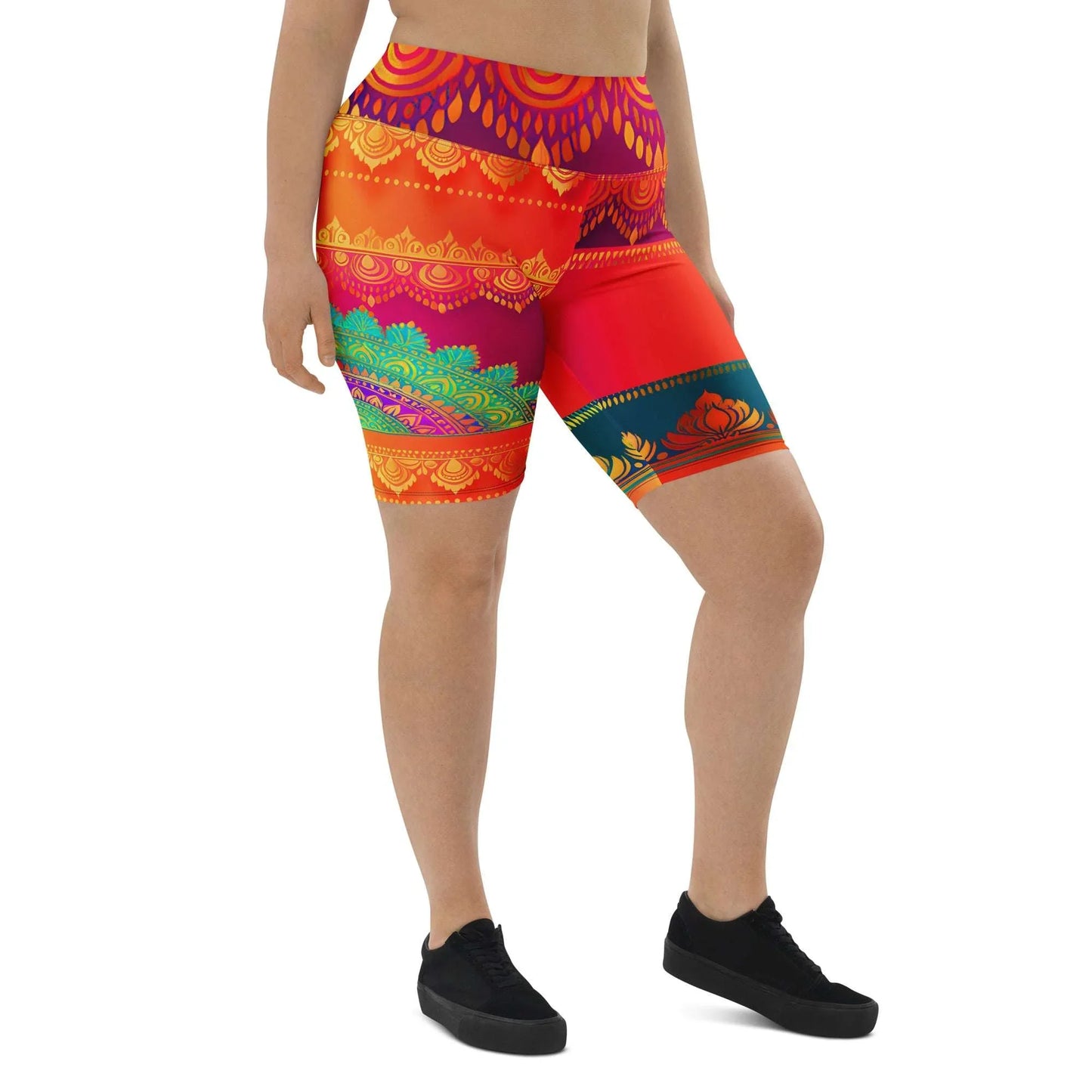 Aijya Sari - Plus Athlo Yoga Long Shorts sustainable fashion athleisure includes plus size activewear yoga clothes unique flare leggings shorts dresses one pieces travel wear for ladies