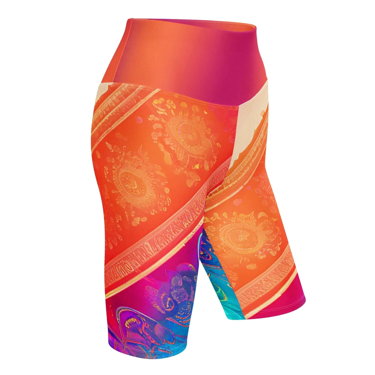 Jaini Sari - Athlo Yoga Long Shorts sustainable fashion athleisure includes plus size activewear yoga clothes unique flare leggings shorts dresses one pieces travel wear for ladies
