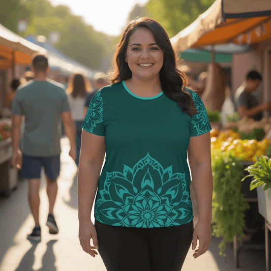 Mix Match - Green - Plus Athlo Flex Shirt sustainable fashion athleisure includes plus size activewear yoga clothes unique flare leggings shorts dresses one pieces travel wear for ladies