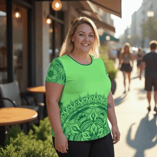 Mix Match - Lime - Plus Athlo Flex Shirt sustainable fashion athleisure includes plus size activewear yoga clothes unique flare leggings shorts dresses one pieces travel wear for ladies