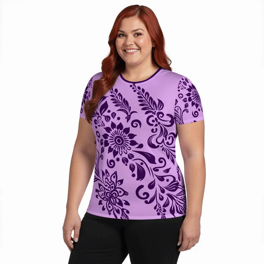 Mix Match - Lavender - Plus Athlo Flex Shirt sustainable fashion athleisure includes plus size activewear yoga clothes unique flare leggings shorts dresses one pieces travel wear for ladies