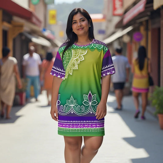 Evani Henna - Plus Athlo Straight Dress sustainable fashion athleisure includes plus size activewear yoga clothes unique flare leggings shorts dresses one pieces travel wear for ladies