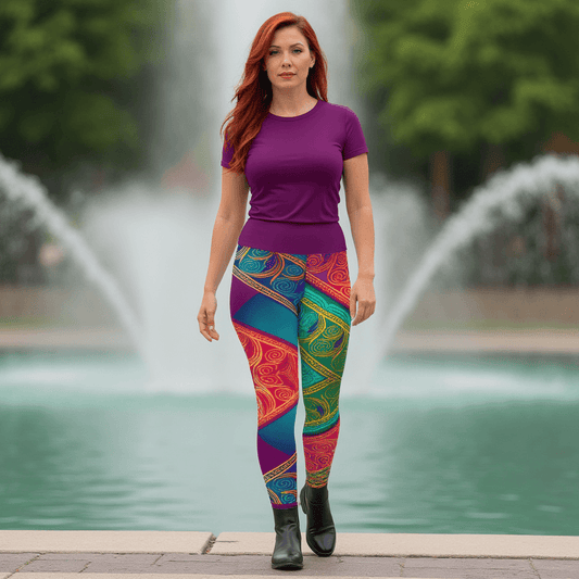 Kasani Sari - Athlo Yoga Leggings sustainable fashion athleisure includes plus size activewear yoga clothes unique flare leggings shorts dresses one pieces travel wear for ladies