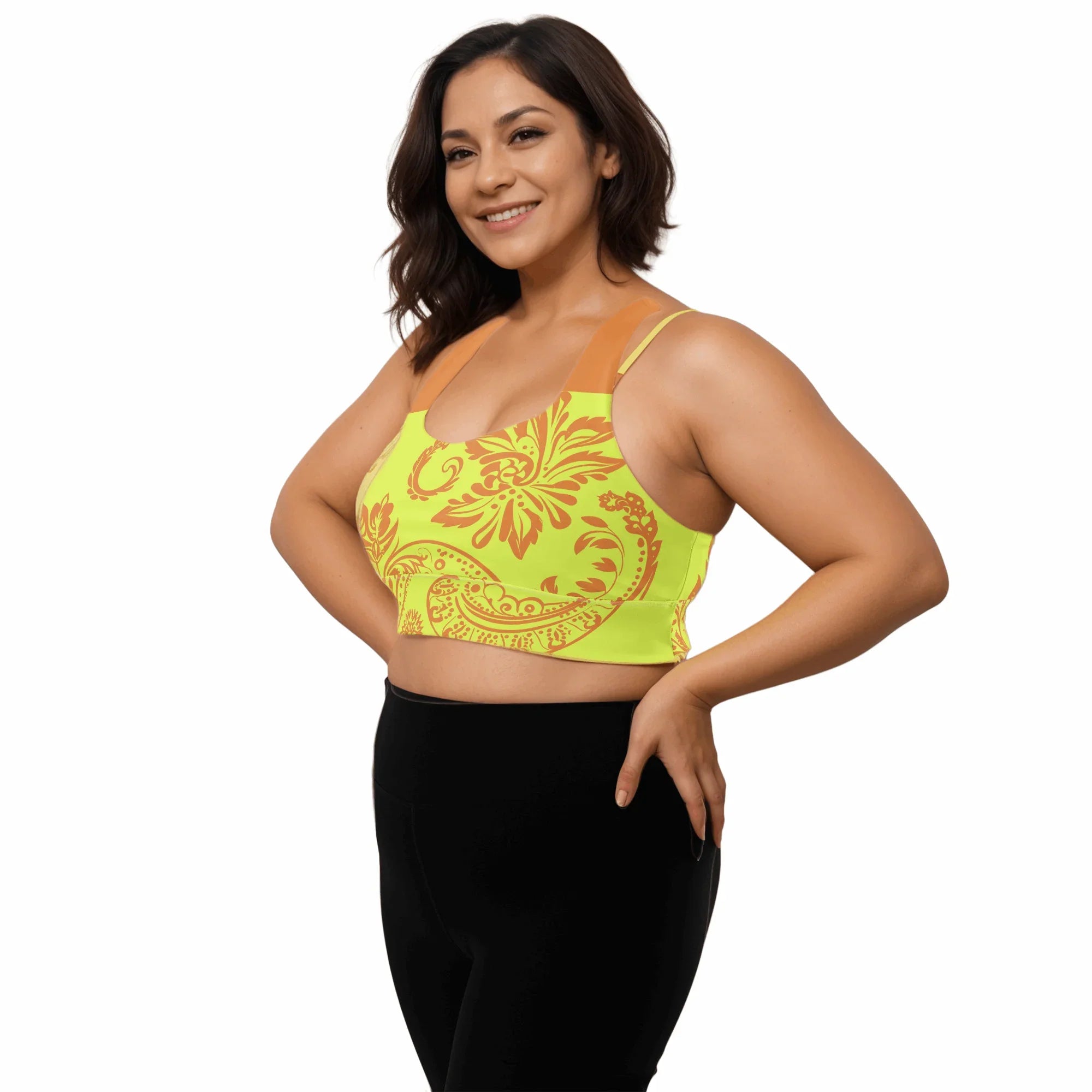 Mix Match - Yellow - Plus Athlo Super Support Bra sustainable fashion athleisure includes plus size activewear yoga clothes unique flare leggings shorts dresses one pieces travel wear for ladies