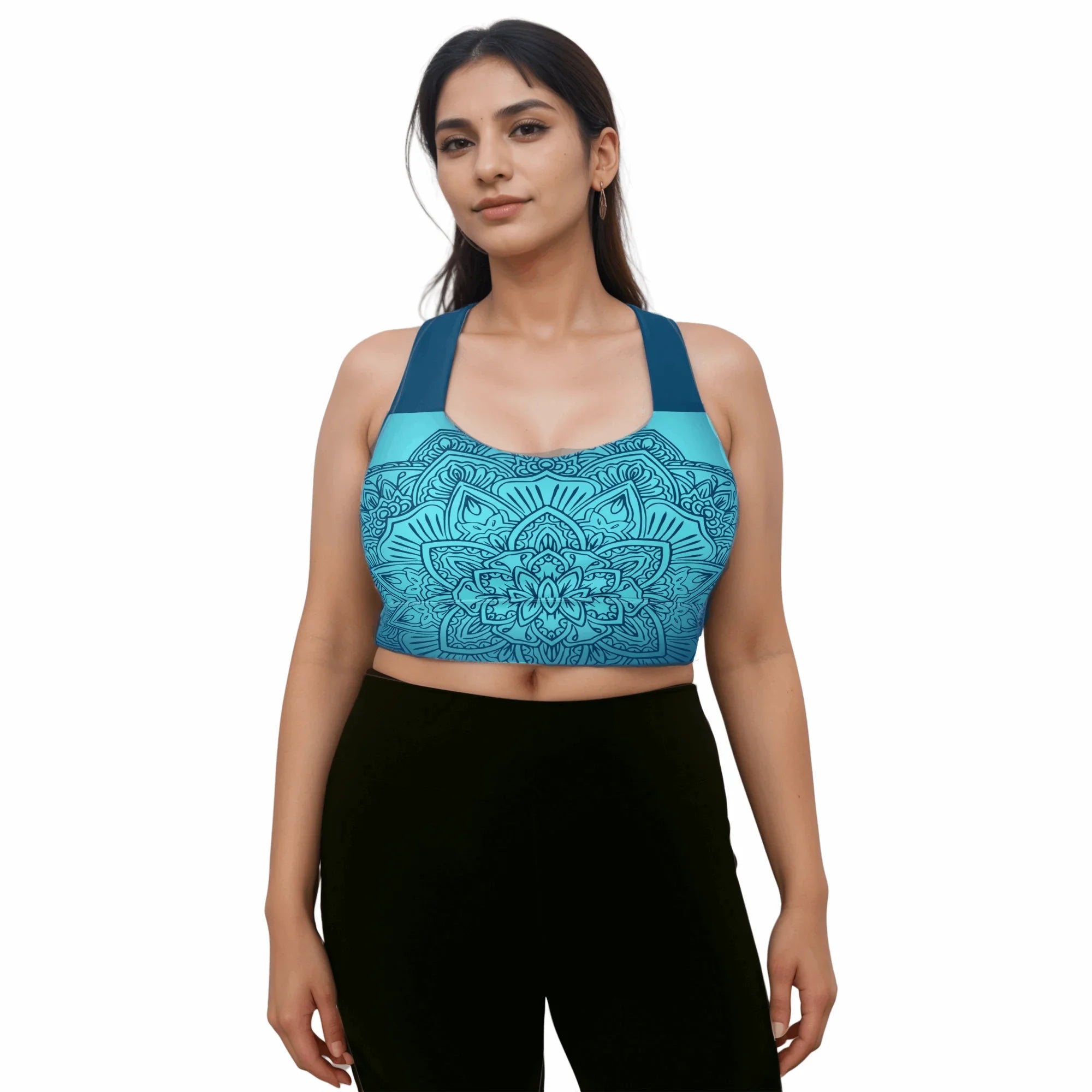 Mix Match - Aqua - Plus Athlo Super Support Bra sustainable fashion athleisure includes plus size activewear yoga clothes unique flare leggings shorts dresses one pieces travel wear for ladies