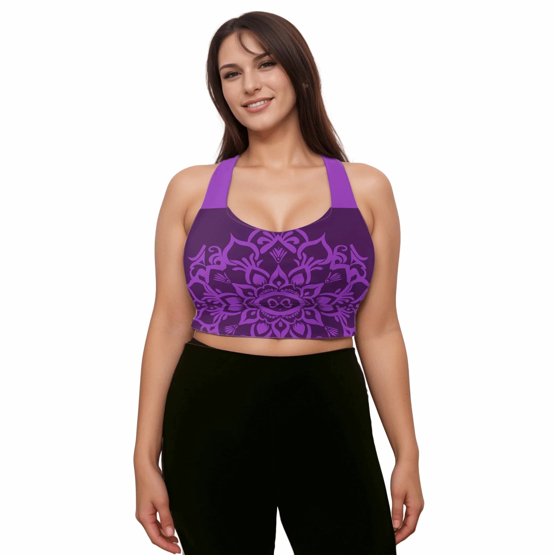 Mix Match - Purple - Plus Athlo Super Support Bra sustainable fashion athleisure includes plus size activewear yoga clothes unique flare leggings shorts dresses one pieces travel wear for ladies