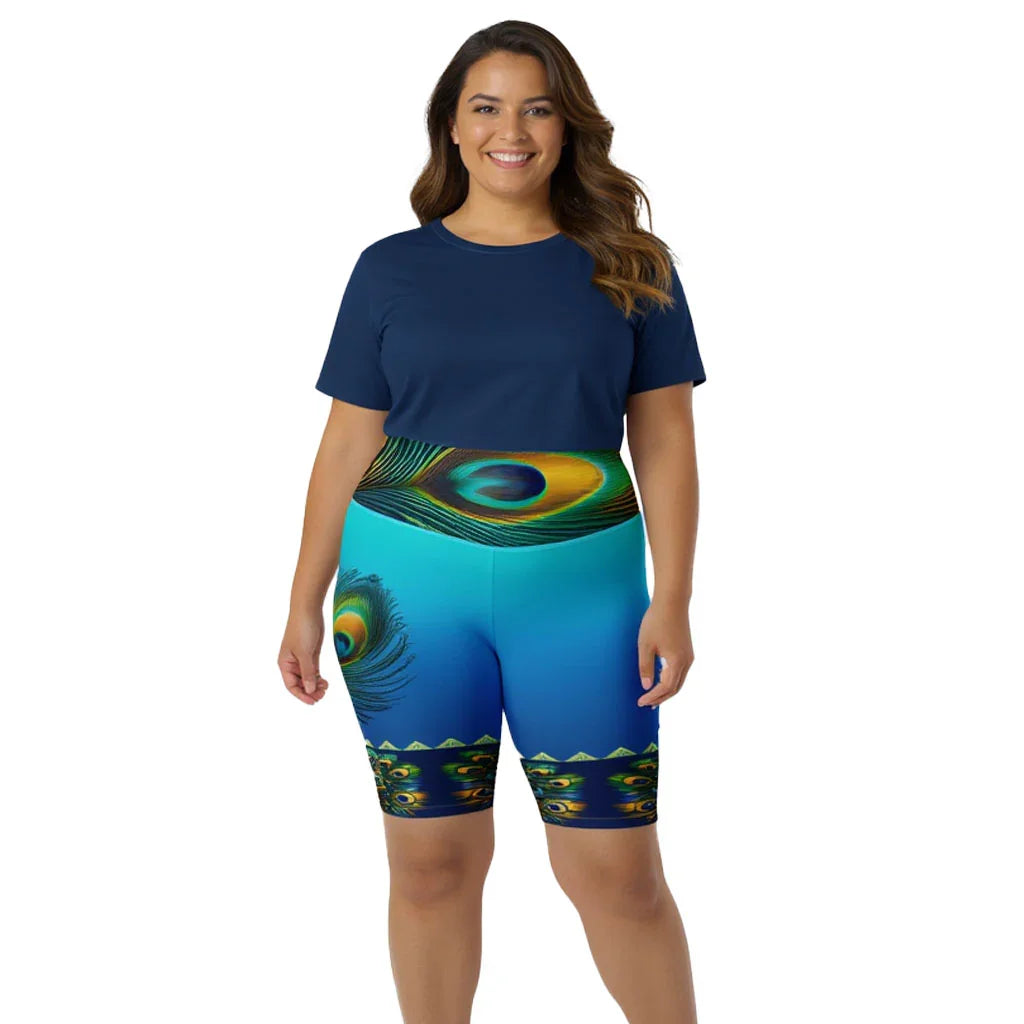 Kavina - Plus Athlo Yoga Long Shorts sustainable fashion athleisure includes plus size activewear yoga clothes unique flare leggings shorts dresses one pieces travel wear for ladies