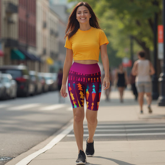 Yuva - Athlo Yoga Long Shorts best workout and yoga pants for women affordable sustainable recycled unique cool funky plus size leggings by Namaste Fashion