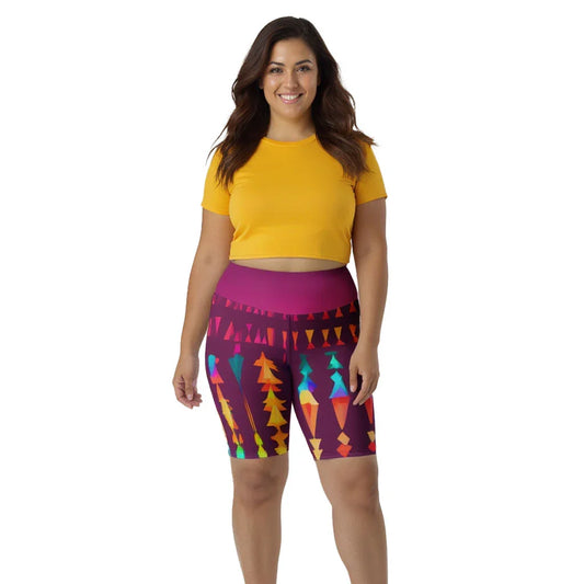 Yuva - Plus Athlo Yoga Long Shorts sustainable fashion athleisure includes plus size activewear yoga clothes unique flare leggings shorts dresses one pieces travel wear for ladies