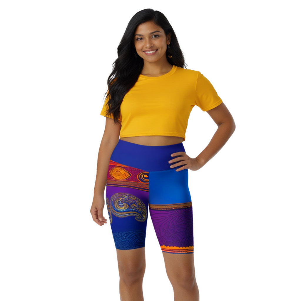 Suli - Athlo Yoga Long Shorts best workout and yoga pants for women affordable sustainable recycled unique cool funky plus size leggings by Namaste Fashion