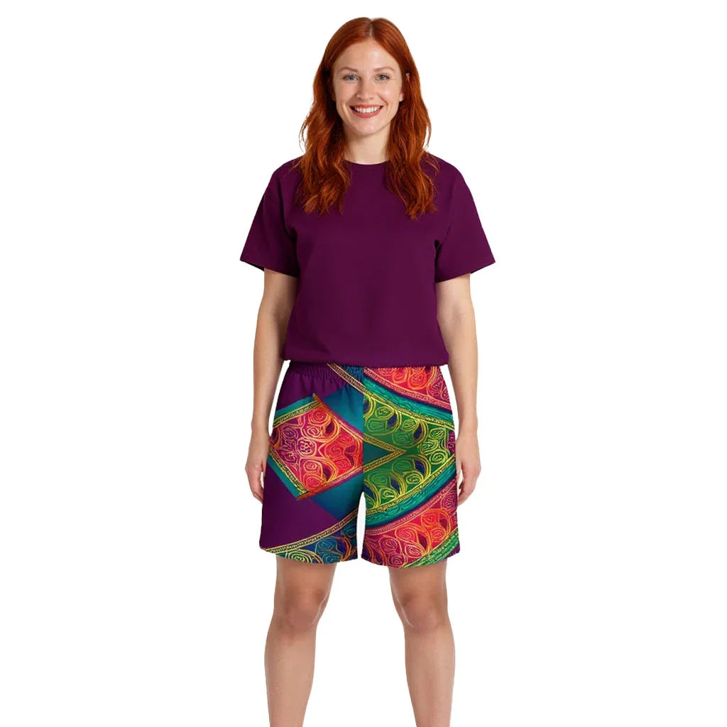 Kasani Sari - Athlo Rec Shorts sustainable fashion athleisure includes plus size activewear yoga clothes unique flare leggings shorts dresses one pieces travel wear for ladies