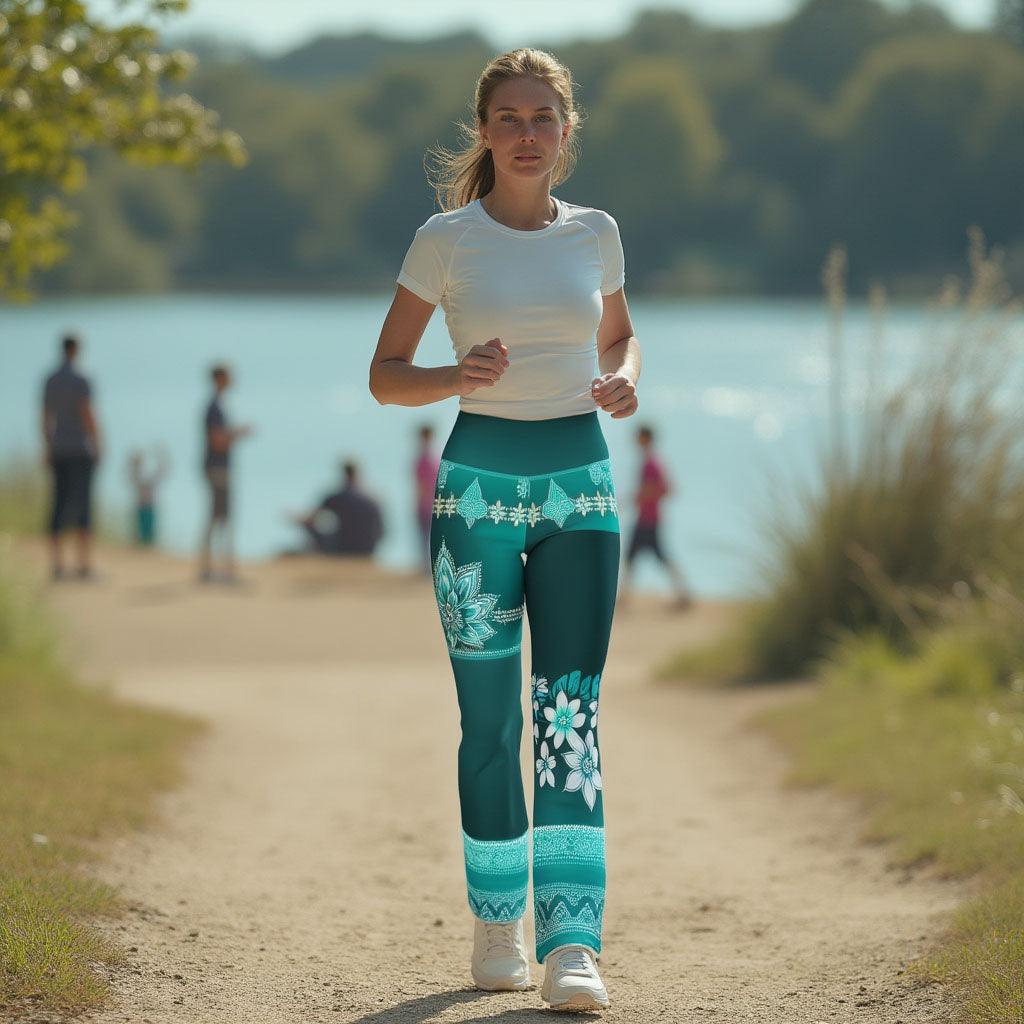 Heeya Henna - Athlo Bell Leggings sustainable fashion athleisure includes plus size activewear yoga clothes unique flare leggings shorts dresses one pieces travel wear for ladies