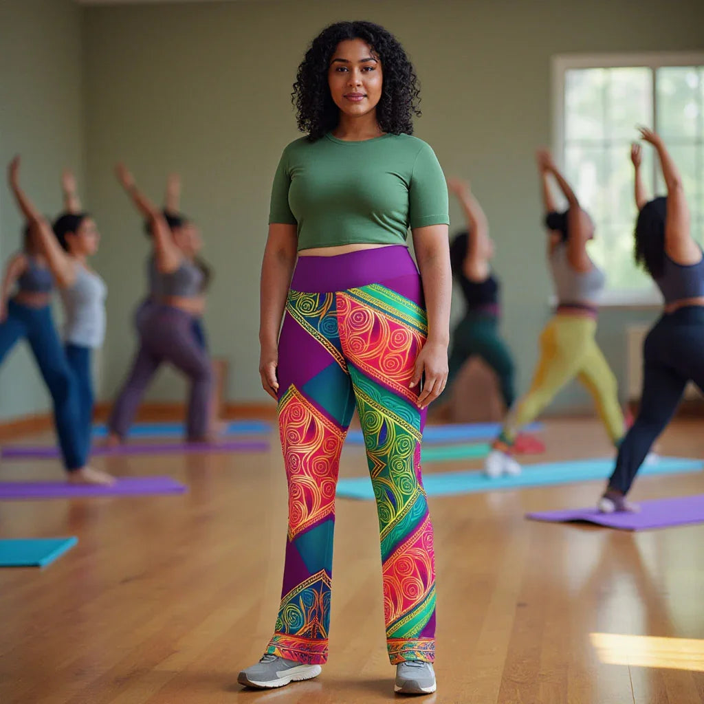 Kasani Sari - Plus Athlo Bell Leggings sustainable fashion athleisure includes plus size activewear yoga clothes unique flare leggings shorts dresses one pieces travel wear for ladies