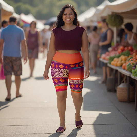 Talla - Plus Athlo Yoga Long Shorts sustainable fashion athleisure includes plus size activewear yoga clothes unique flare leggings shorts dresses one pieces travel wear for ladies
