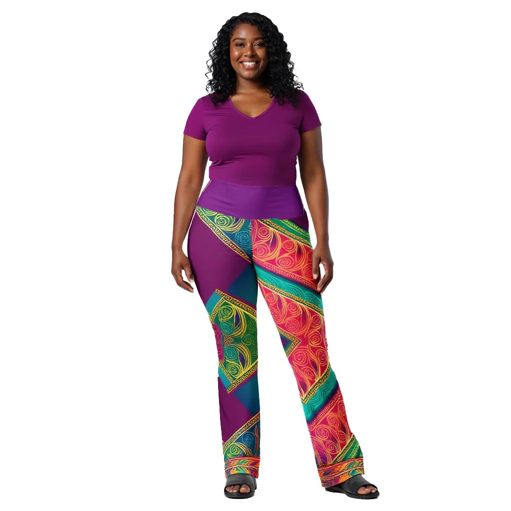 Kasani Sari - Plus Athlo Bell Leggings sustainable fashion athleisure includes plus size activewear yoga clothes unique flare leggings shorts dresses one pieces travel wear for ladies