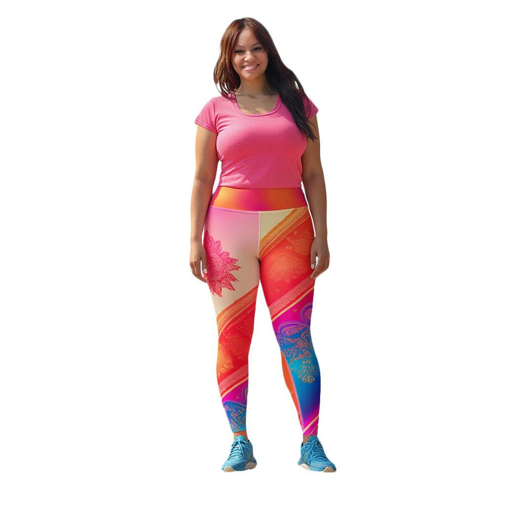 Jaini Sari - Plus Athlo Yoga Leggings sustainable fashion athleisure includes plus size activewear yoga clothes unique flare leggings shorts dresses one pieces travel wear for ladies