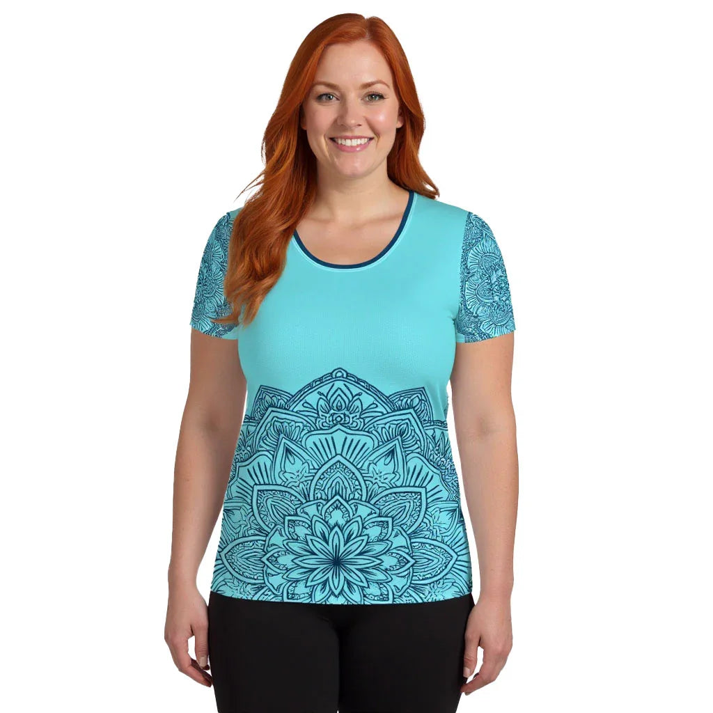 Mix Match - Aqua - Plus Athlo Flex Shirt sustainable fashion athleisure includes plus size activewear yoga clothes unique flare leggings shorts dresses one pieces travel wear for ladies