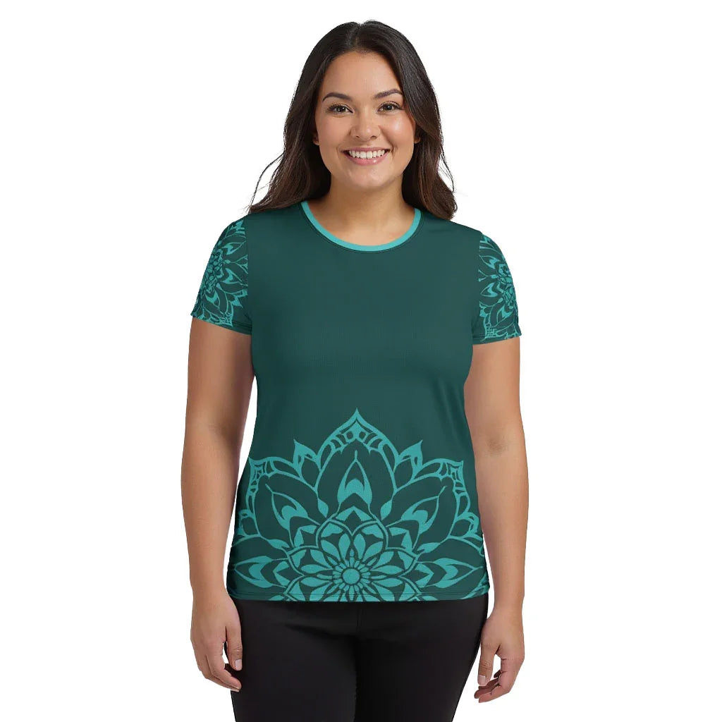 Mix Match - Green - Plus Athlo Flex Shirt sustainable fashion athleisure includes plus size activewear yoga clothes unique flare leggings shorts dresses one pieces travel wear for ladies