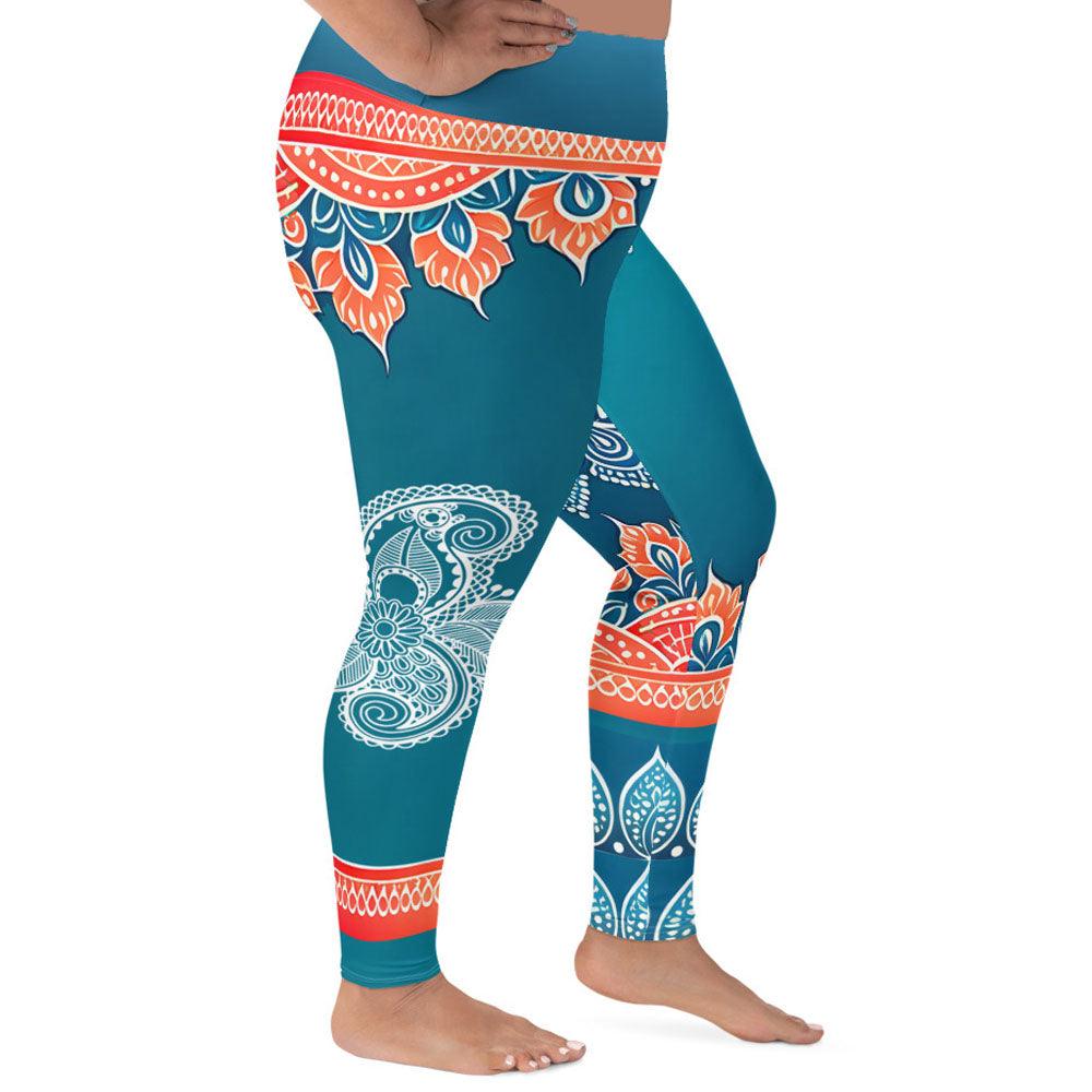 Arsha Henna - Plus Athlo Yoga Leggings sustainable fashion athleisure includes plus size activewear yoga clothes unique flare leggings shorts dresses one pieces travel wear for ladies