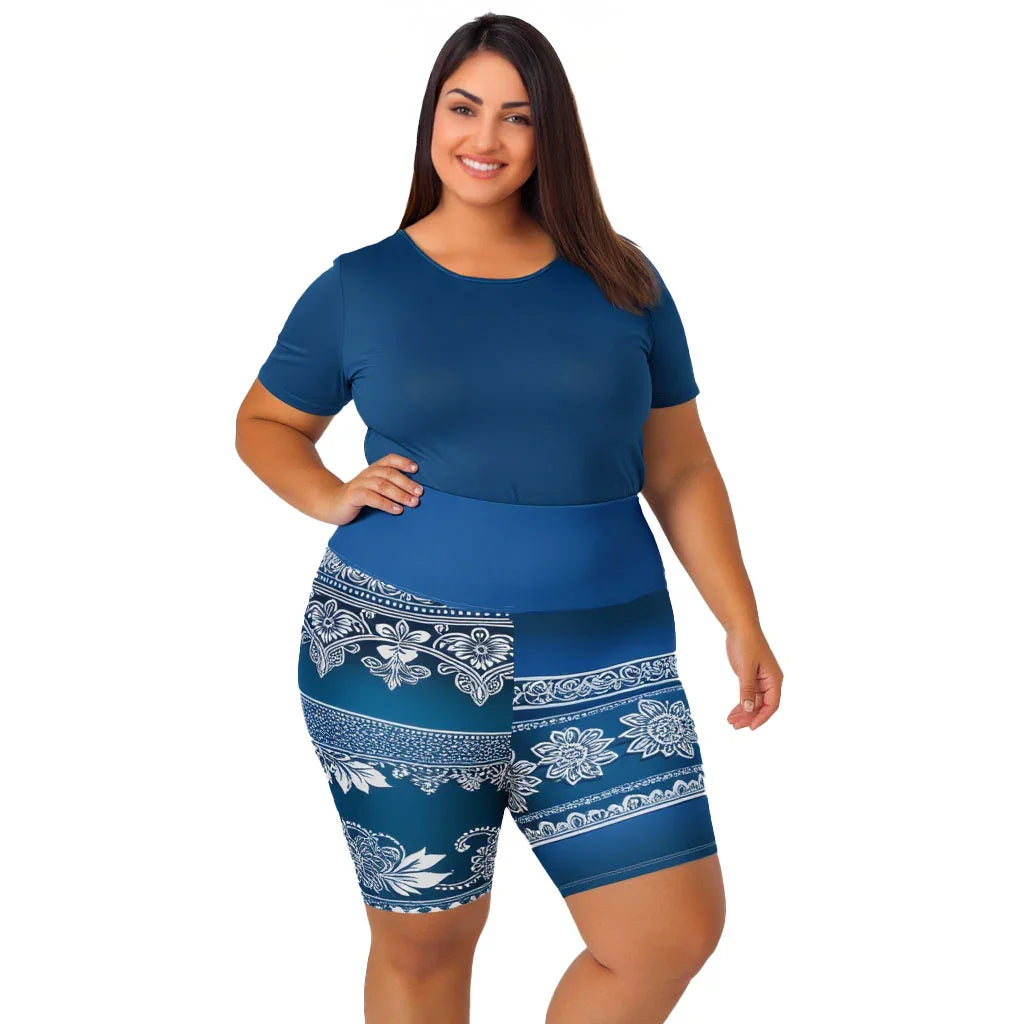 Temar Henna - Plus Athlo Yoga Long Shorts sustainable fashion athleisure includes plus size activewear yoga clothes unique flare leggings shorts dresses one pieces travel wear for ladies