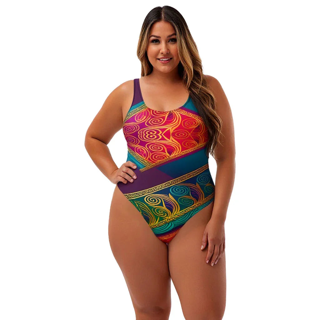 Kasani Sari - Plus Athlo Swimsuit sustainable fashion athleisure includes plus size activewear yoga clothes unique flare leggings shorts dresses one pieces travel wear for ladies