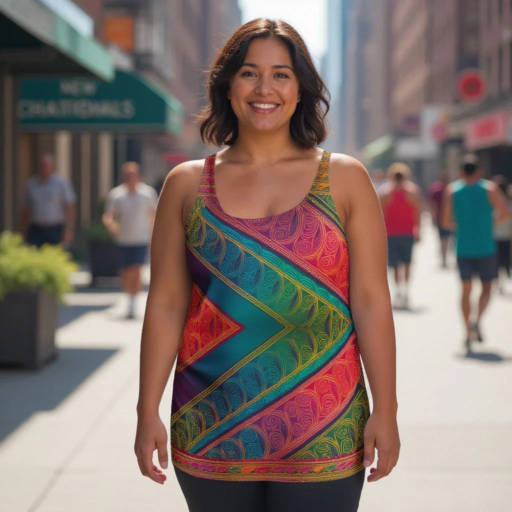 Kasani Sari - Plus Athlo Flex Tank sustainable fashion athleisure includes plus size activewear yoga clothes unique flare leggings shorts dresses one pieces travel wear for ladies