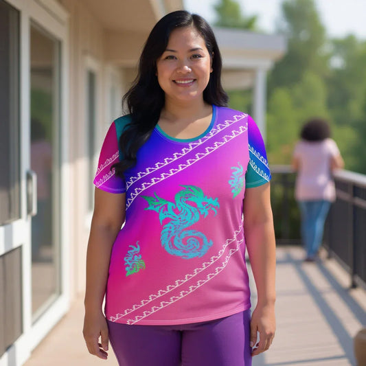 Dragon Desi - Plus Athlo Flex Shirt sustainable fashion athleisure includes plus size activewear yoga clothes unique flare leggings shorts dresses one pieces travel wear for ladies