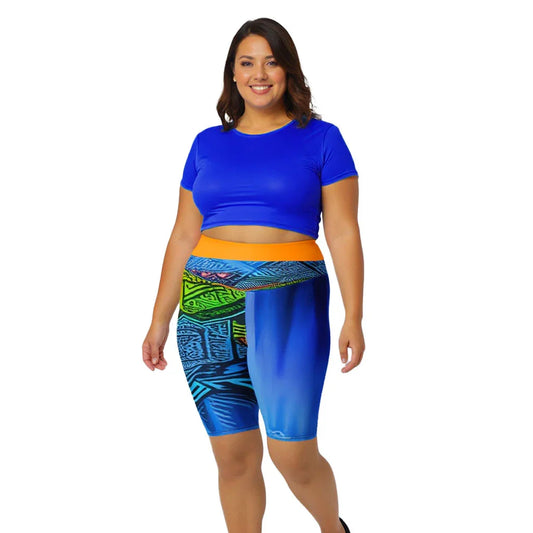 Tiania - Plus Athlo Yoga Long Shorts sustainable fashion athleisure includes plus size activewear yoga clothes unique flare leggings shorts dresses one pieces travel wear for ladies