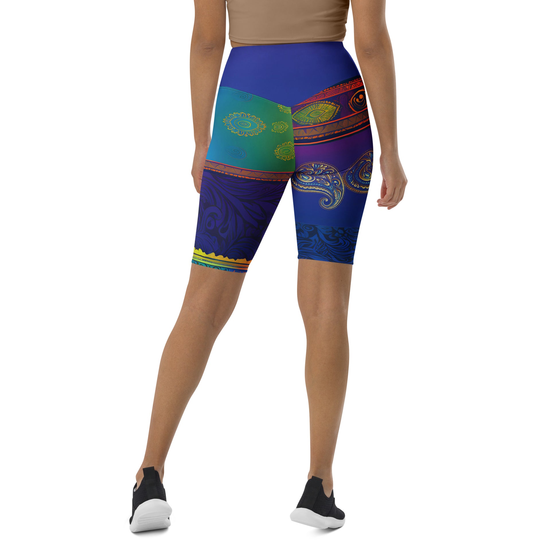 Suli - Athlo Yoga Long Shorts best workout and yoga pants for women affordable sustainable recycled unique cool funky plus size leggings by Namaste Fashion