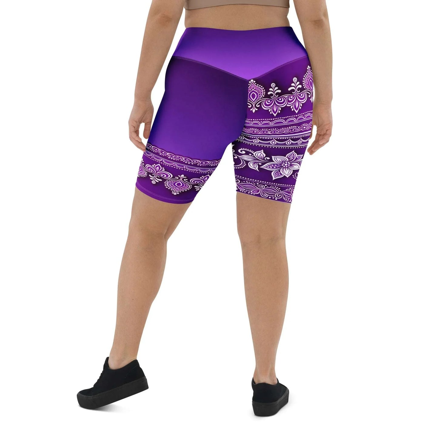 Sanavi Henna -Plus Athlo Yoga Long Shorts sustainable fashion athleisure includes plus size activewear yoga clothes unique flare leggings shorts dresses one pieces travel wear for ladies