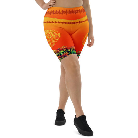 Pranika - Plus Athlo Yoga Long Shorts sustainable fashion athleisure includes plus size activewear yoga clothes unique flare leggings shorts dresses one pieces travel wear for ladies