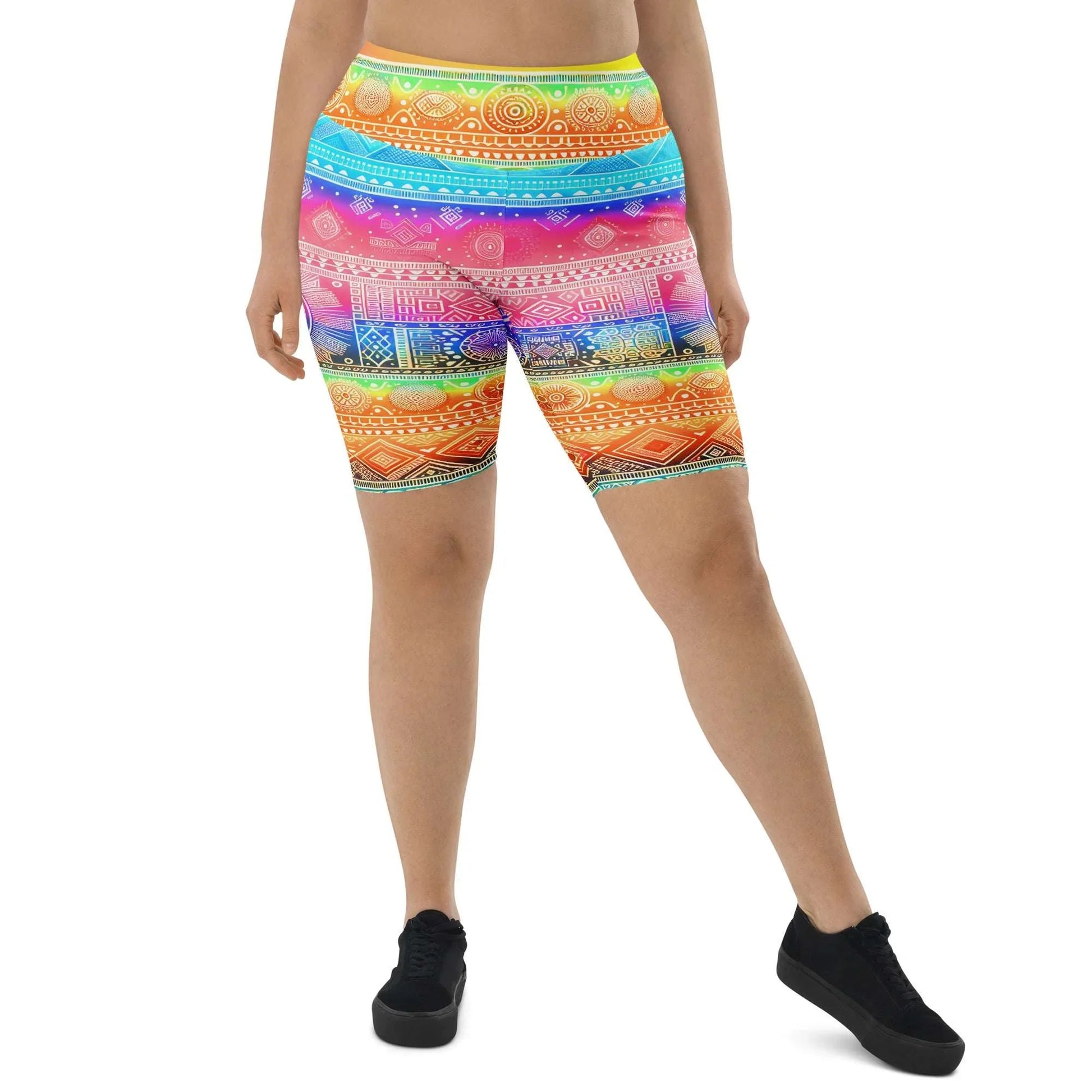 Deshan - Plus Athlo Yoga Long Shorts sustainable fashion athleisure includes plus size activewear yoga clothes unique flare leggings shorts dresses one pieces travel wear for ladies