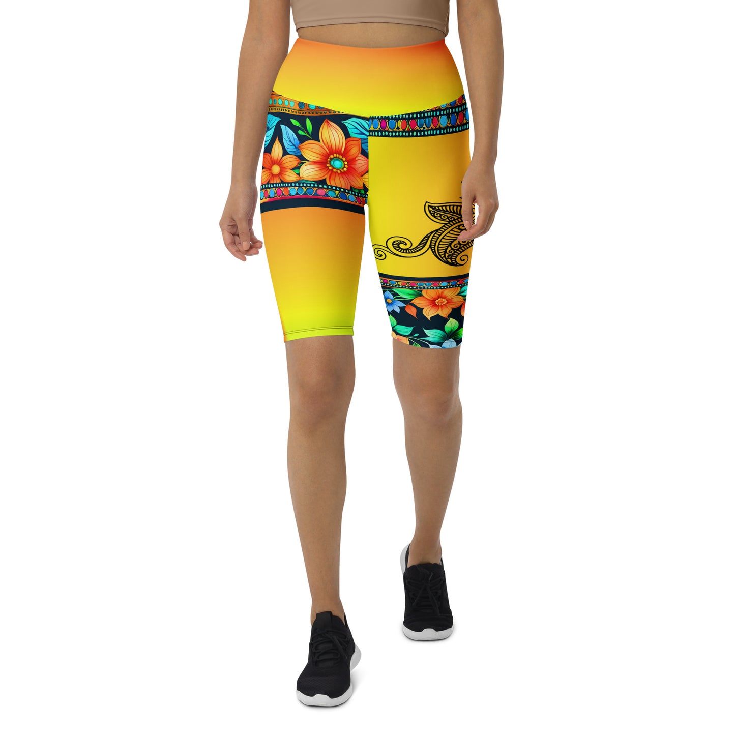 Lexani - Athlo Yoga Long Shorts best workout and yoga pants for women affordable sustainable recycled unique cool funky plus size leggings by Namaste Fashion