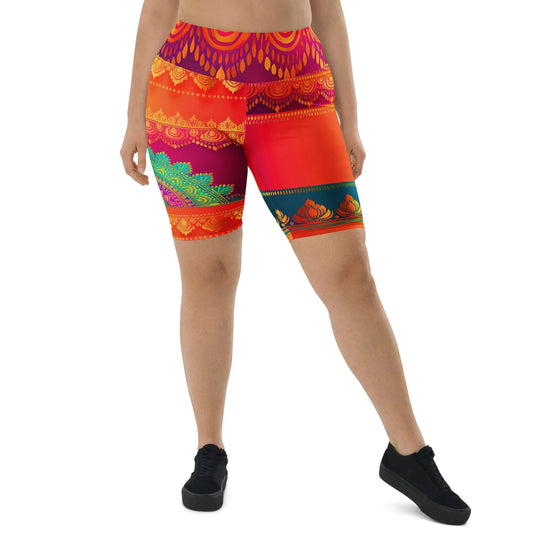 Aijya Sari - Plus Athlo Yoga Long Shorts sustainable fashion athleisure includes plus size activewear yoga clothes unique flare leggings shorts dresses one pieces travel wear for ladies