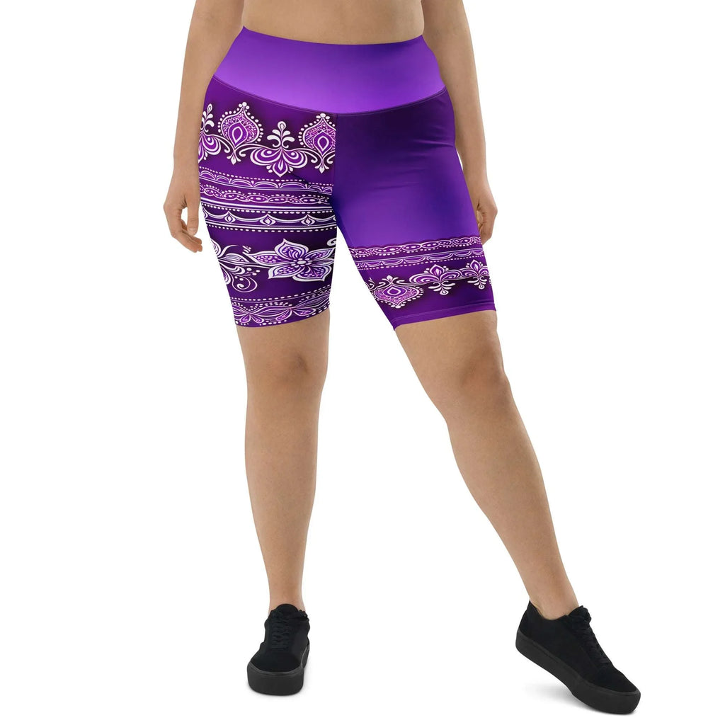 Sanavi Henna -Plus Athlo Yoga Long Shorts sustainable fashion athleisure includes plus size activewear yoga clothes unique flare leggings shorts dresses one pieces travel wear for ladies
