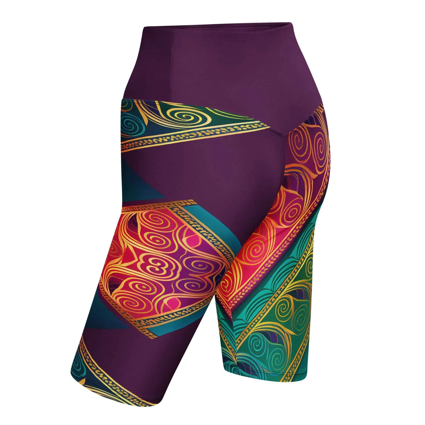Kasani Sari - Athlo Yoga Long Shorts sustainable fashion athleisure includes plus size activewear yoga clothes unique flare leggings shorts dresses one pieces travel wear for ladies