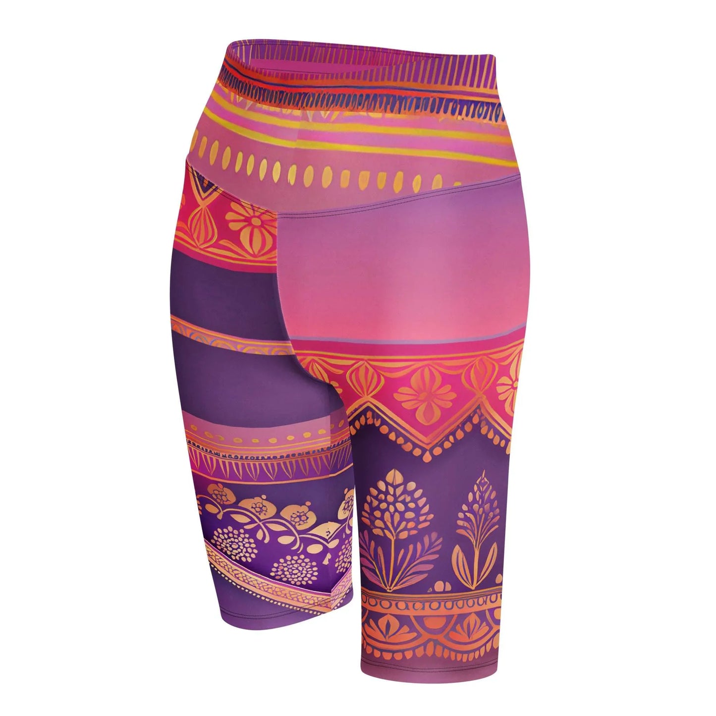 Ronish Sari - Plus Athlo Yoga Long Shorts sustainable fashion athleisure includes plus size activewear yoga clothes unique flare leggings shorts dresses one pieces travel wear for ladies