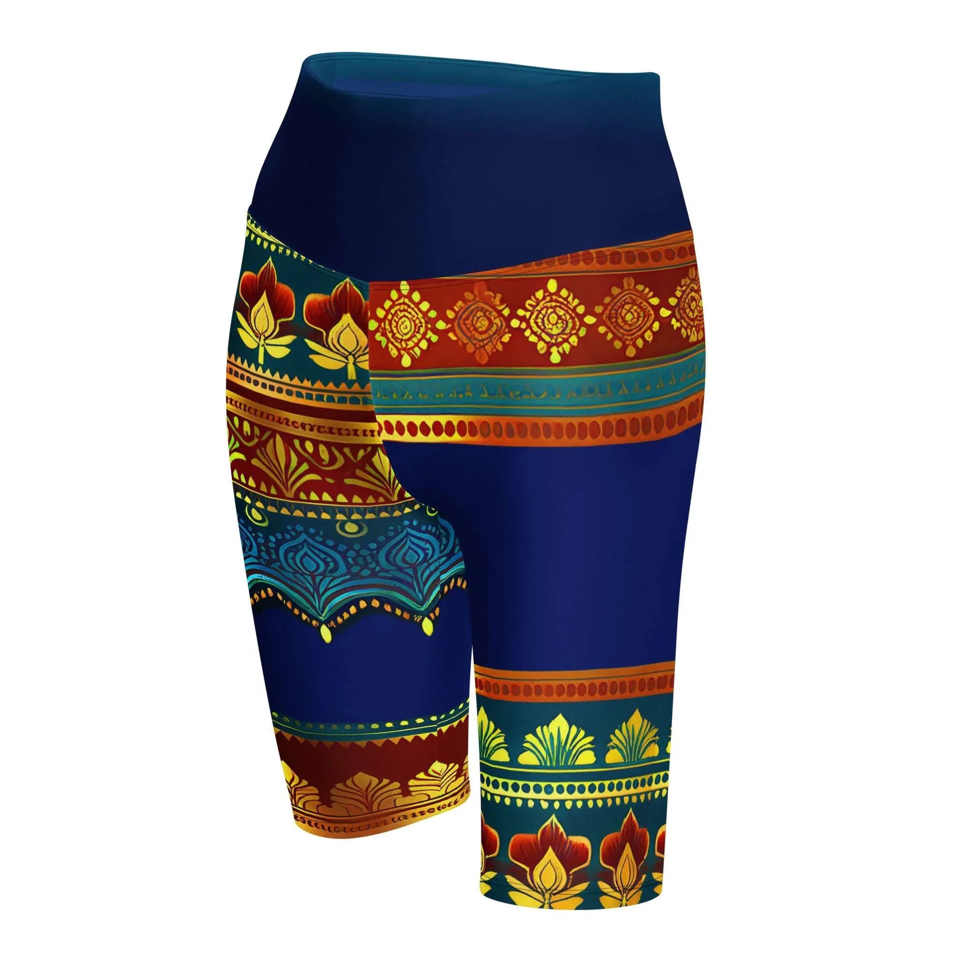 Perani Sari - Plus Athlo Yoga Long Shorts sustainable fashion athleisure includes plus size activewear yoga clothes unique flare leggings shorts dresses one pieces travel wear for ladies